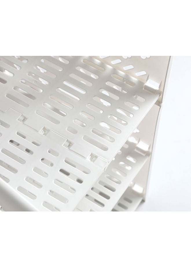 fashionhome 2 Layered Wardrobe Plastic Storage Rack White 30x31.5x55cm - Image 3