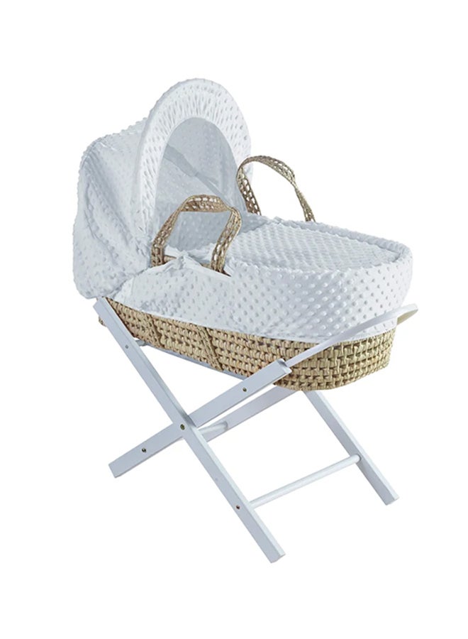 Kinder Valley Dimple Palm Moses Basket With Folding Stand - White - Image 1