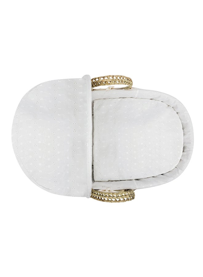 Kinder Valley Broderie Anglaise Palm Moses Basket - White - Image 3