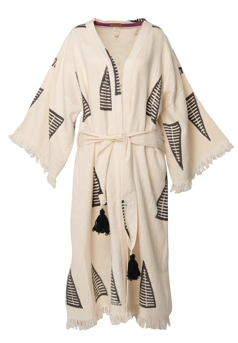LAISLABONITA Mountain Kaftan - Pyramid Print Beige  - Image 1