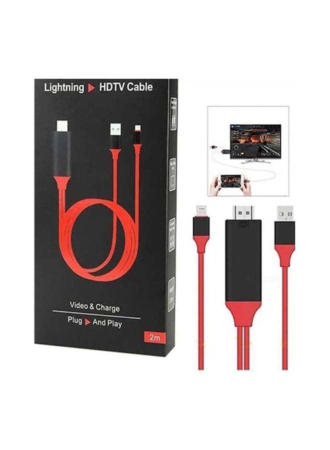 Generic - 3-In-1 Lightning to HDMI Cable Adapter red - Image 1