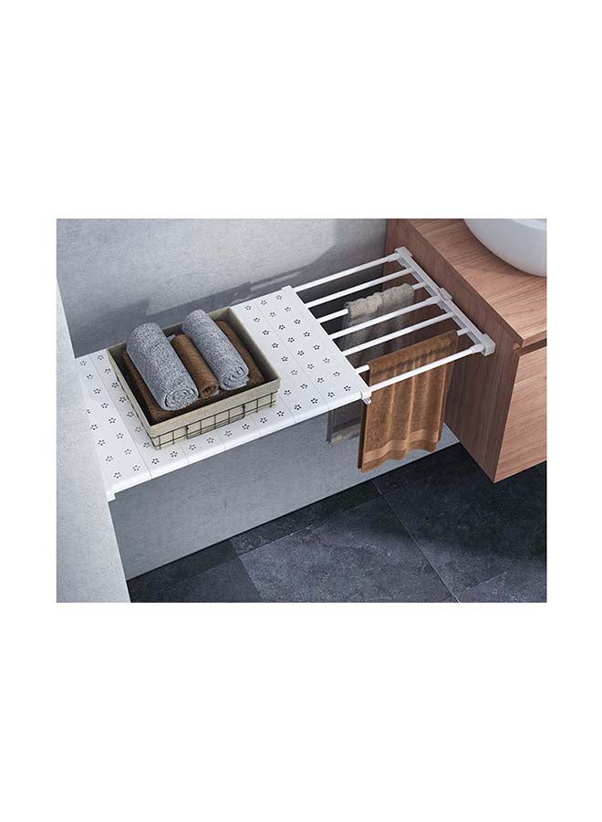 fashionhome - Wardrobe Retractable Storage Cabinets Layered Partition Rack White 135x24cm - Image 1