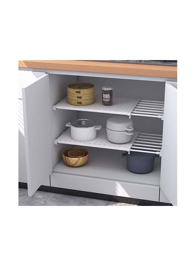 fashionhome - Wardrobe Retractable Storage Cabinets Layered Partition Rack White 135x24cm - Image 1
