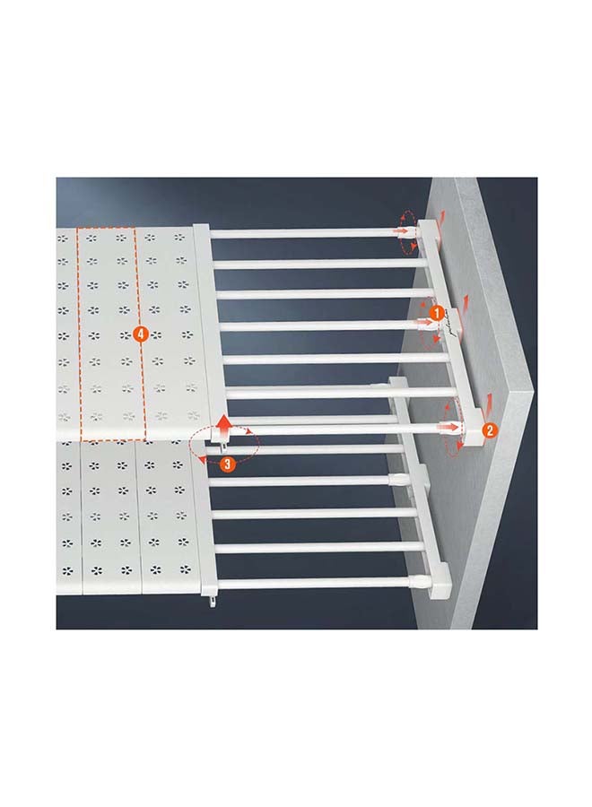 fashionhome - Wardrobe Retractable Storage Cabinets Layered Partition Rack White 135x24cm - Image 1