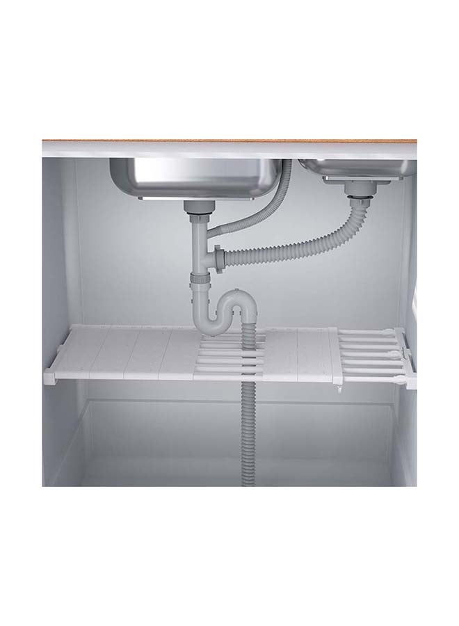 fashionhome - Wardrobe Retractable Storage Cabinets Layered Partition Rack White 135x24cm - Image 1