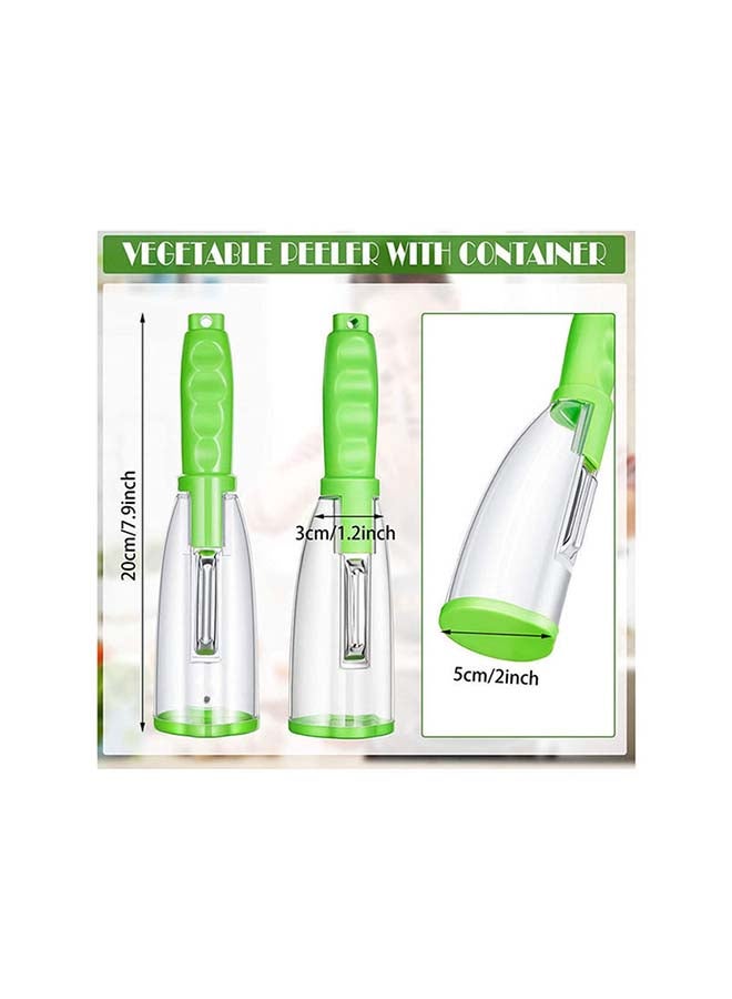 fashionhome - Vegetable Peeler With Container Storage Box Green 20x3cm - Image 1