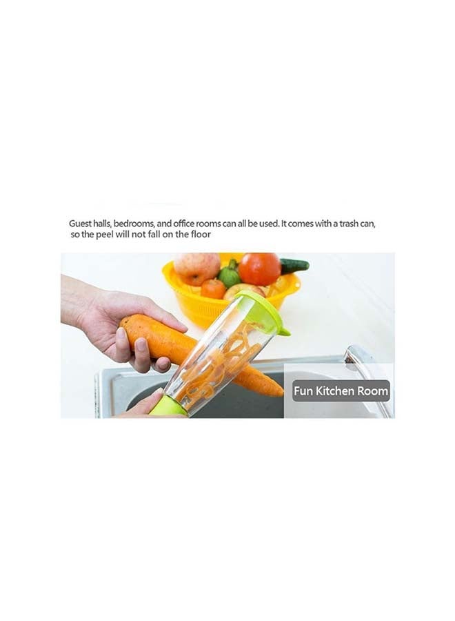 fashionhome - Vegetable Peeler With Container Storage Box Green 20x3cm - Image 1
