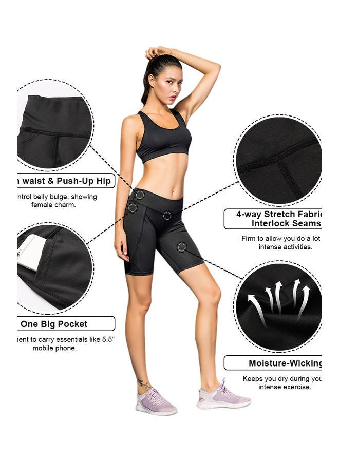 High Waist Pocket Sports Shorts Grey - Image 5