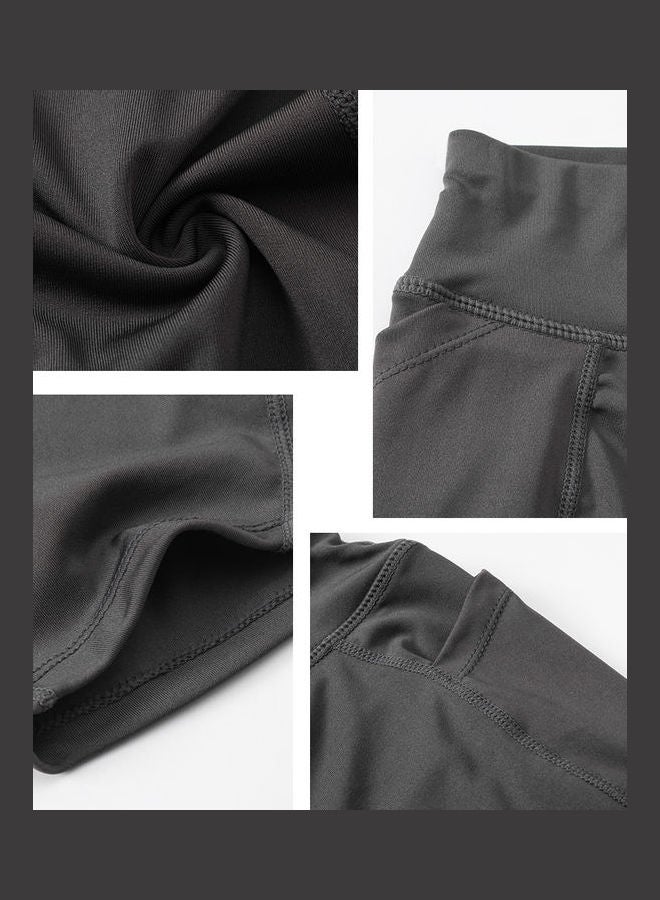High Waist Pocket Sports Shorts Grey - Image 4