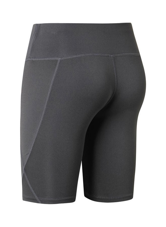 High Waist Pocket Sports Shorts Grey - Image 3