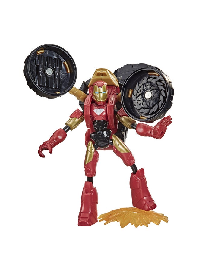 مارفل لعبة شخصية فليكس رايدر آيرون مان من تشكيلة بيند آند فليكس من مارفل بتصميم مرن مقاس 6 بوصات مع دراجة نارية 2 في 1 للأطفال في سن 6 سنوات فأكبر - Image 2