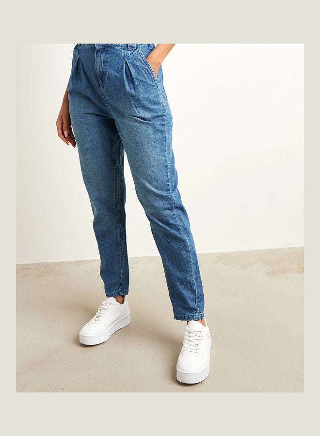 Blue Saint - Pocket Construct Balloon Leg Mom Jeans Blue - Image 1