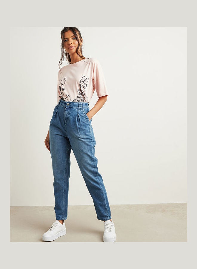 Blue Saint - Pocket Construct Balloon Leg Mom Jeans Blue - Image 1