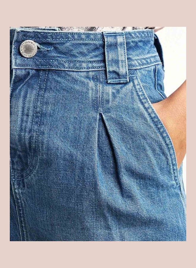 Blue Saint - Pocket Construct Balloon Leg Mom Jeans Blue - Image 1