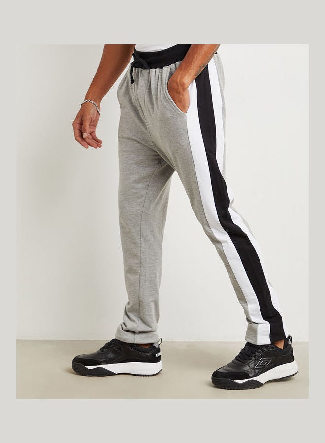 Dazzle Contrast Panel Side Pocket Relaxed Fit Joggers Grey/Black/White - Image 1