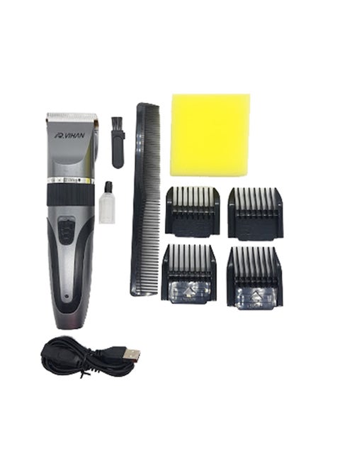 R.Vihan 4 In 1 Wireless Hair Clipper With Adjustable Blade From 0.8 to 2.0mm Silver/Black