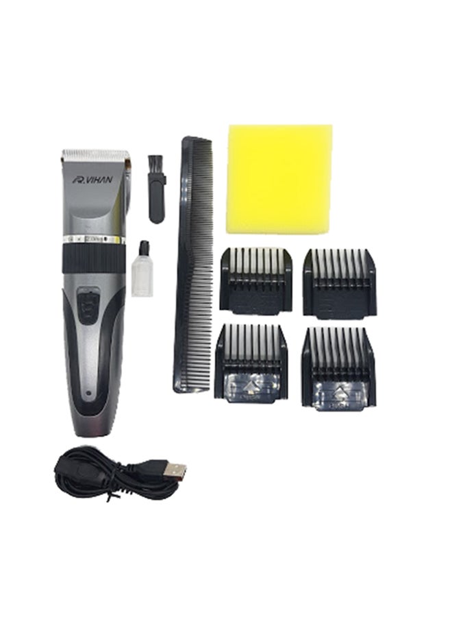 R.Vihan 4 In 1 Wireless Hair Clipper With Adjustable Blade From 0.8 to 2.0mm Silver/Black