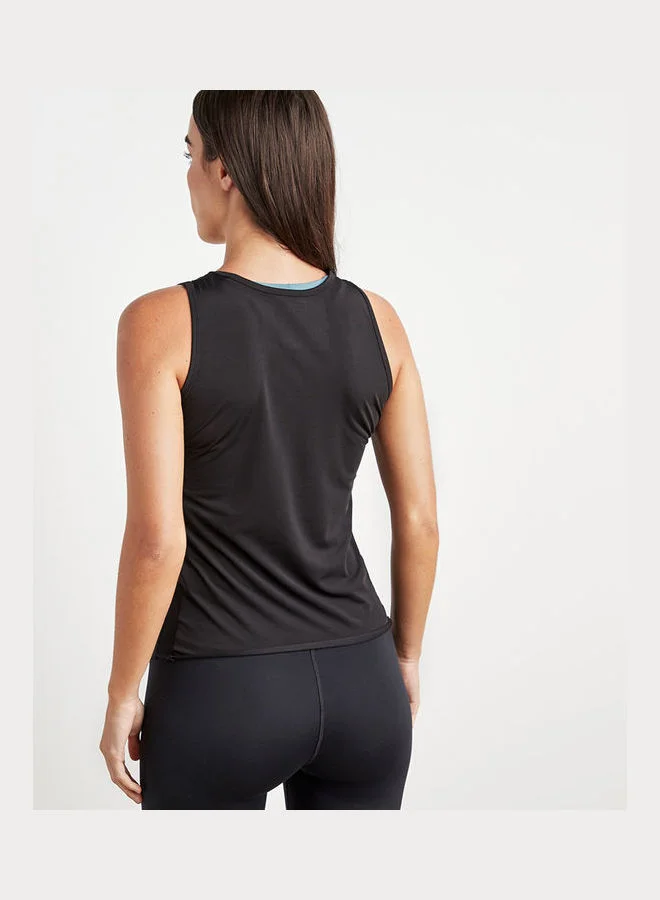 Closet By Styli Plain Vest With Mesh Detail Black