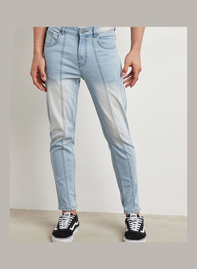realm Cut And Sew Panelled Slim Fit Jeans Light Blue - Image 1