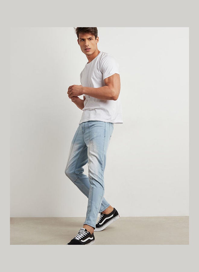 realm Cut And Sew Panelled Slim Fit Jeans Light Blue - Image 2