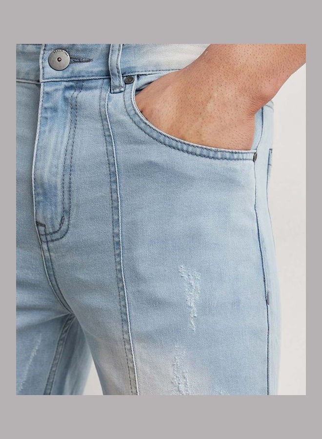 realm Cut And Sew Panelled Slim Fit Jeans Light Blue - Image 4