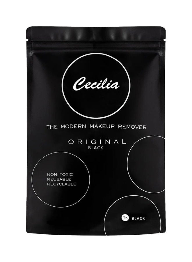 Cecilia - 3-Pads Grapefruit Reusable Makeup Remover Black - Image 1