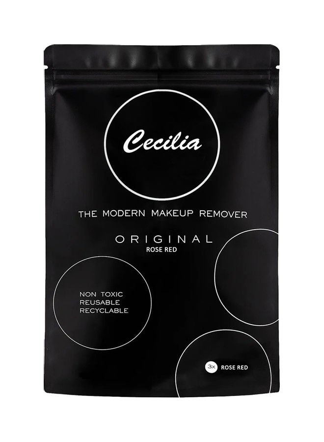 Cecilia 3-Pads Grapefruit Reusable Makeup Remover Rose Red  - Image 2