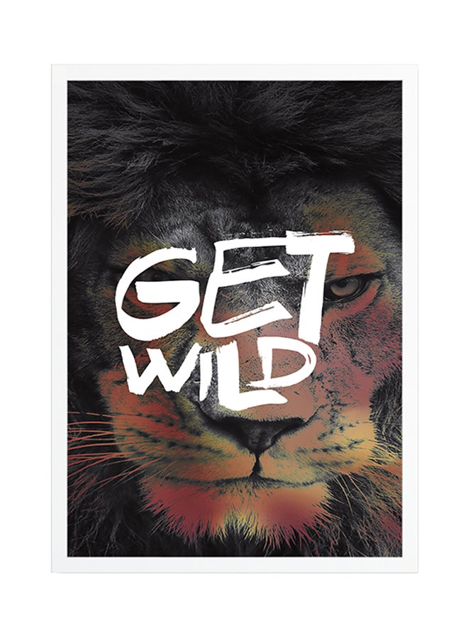Get Wild Lion Printed Framed Poster Grey/Yellow/White 45x30cm  - Image 1