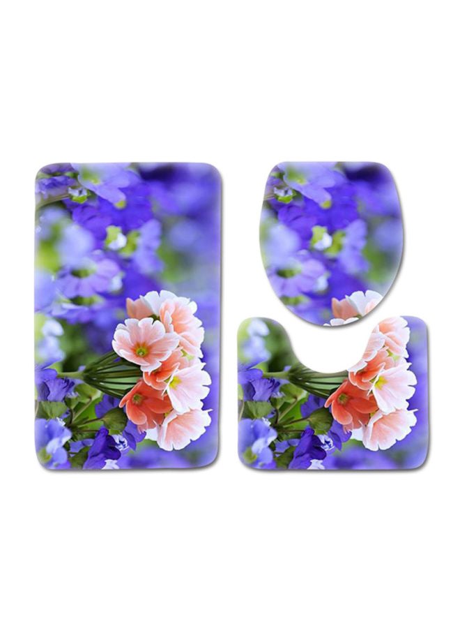 3-Piece Flower Pattern Bathroom Mat Set Multicolour S