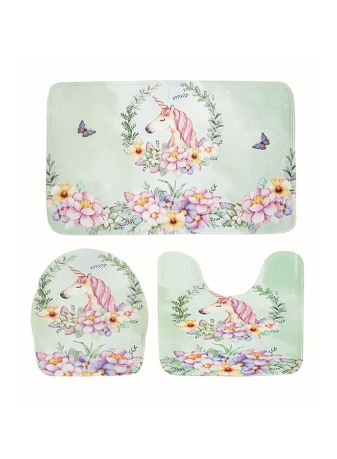 3-Piece Bathroom Flannel Mats Set Multicolour
