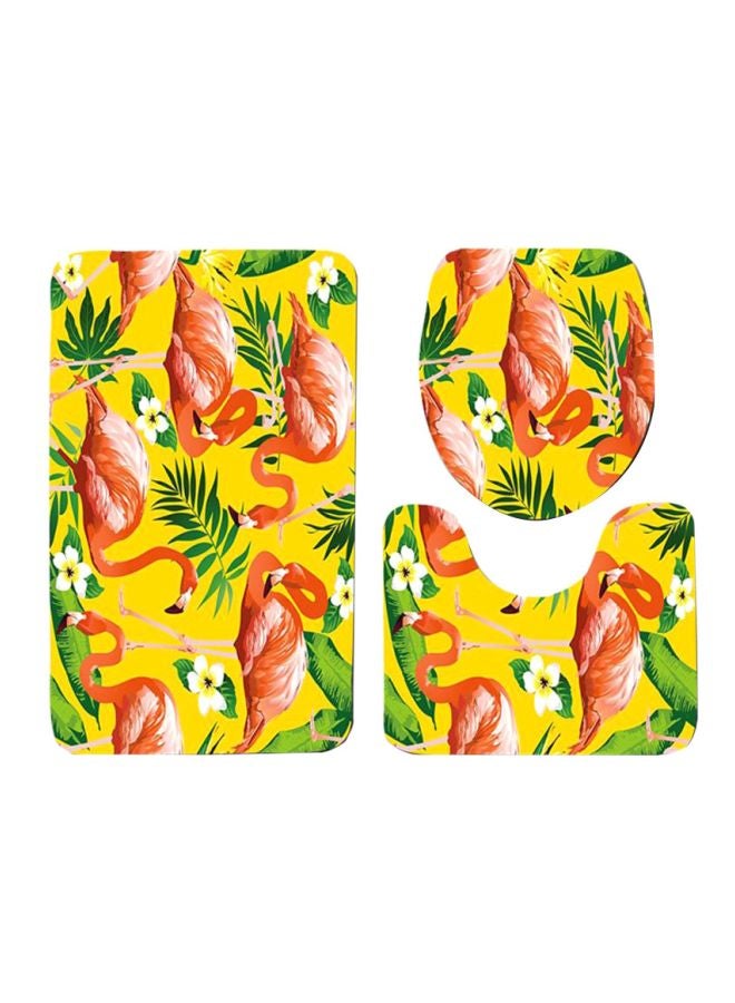 3-Piece Printed Bathroom Mats Set Multicolour