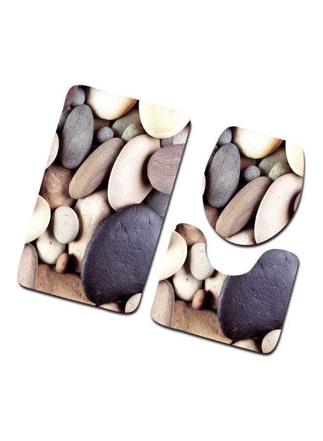 3-Piece Bathroom Flannel Mats Set Multicolour Rectangular Mat (75x45), U Shaped Mat	(37.5x45), Toilet Cover (35x45)cm - Image 3