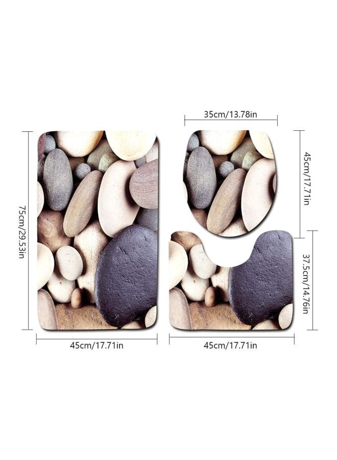 3-Piece Bathroom Flannel Mats Set Multicolour Rectangular Mat (75x45), U Shaped Mat	(37.5x45), Toilet Cover (35x45)cm - Image 5