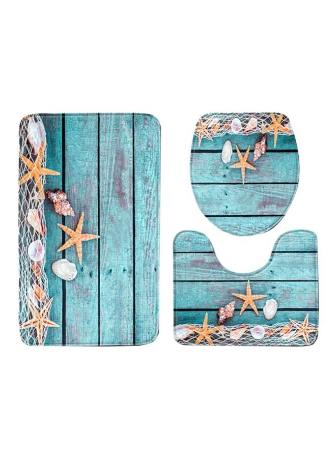 3-Piece Anti-Slip Bathroom  Mats Blue/Yellow/White