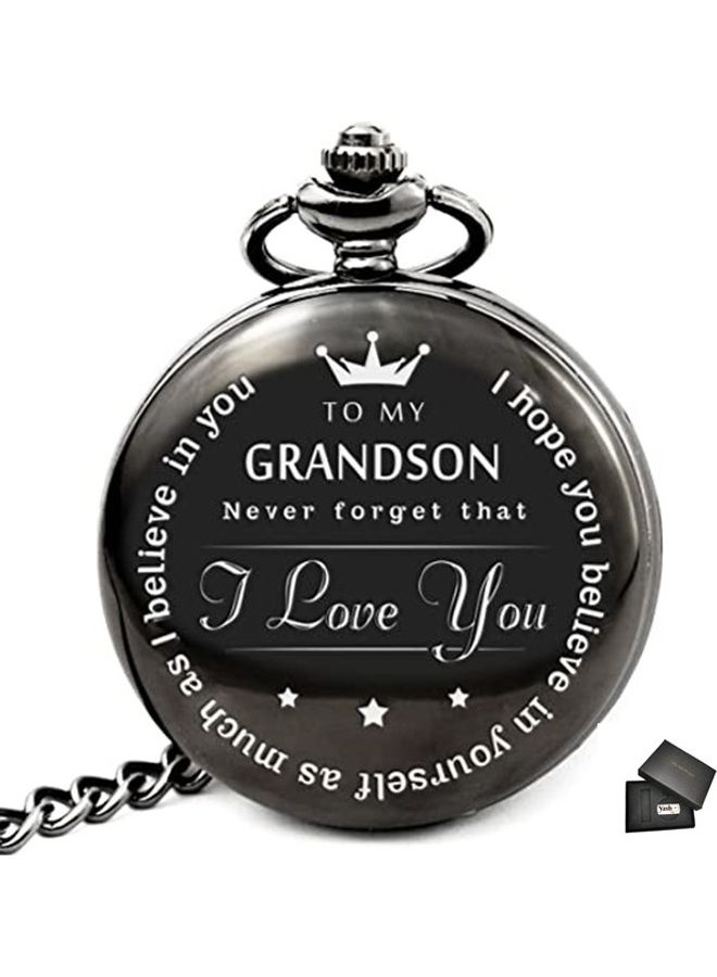 ياش ساعة جيب كوارتز بطبعة عبارة "I Love You Grandson" unisex  - Image 1