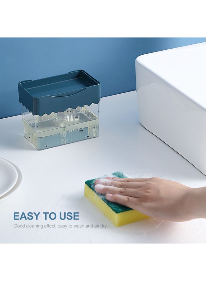 Soap Dispenser And Sponge Set Dark Blue/Green/Yellow 13.50x8.50x11.00cm - Image 2