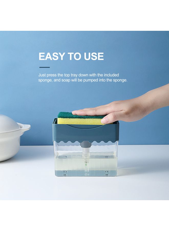 Soap Dispenser And Sponge Set Dark Blue/Green/Yellow 13.50x8.50x11.00cm - Image 4