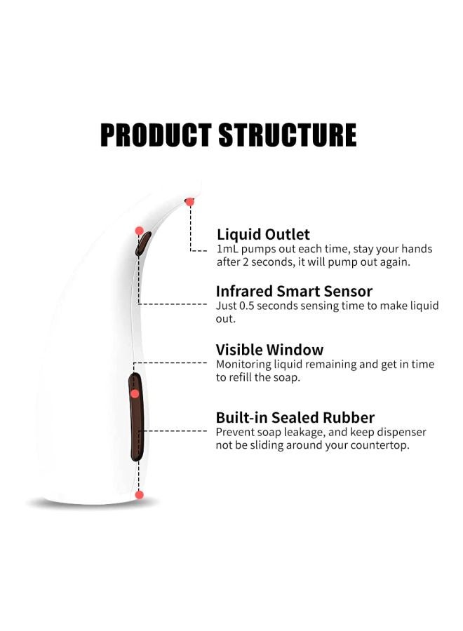 موزع صابون بدون لمس يعمل بالأشعة تحت الحمراء أبيض/بني 300ملليلتر - v1613476006/N33664248A_3