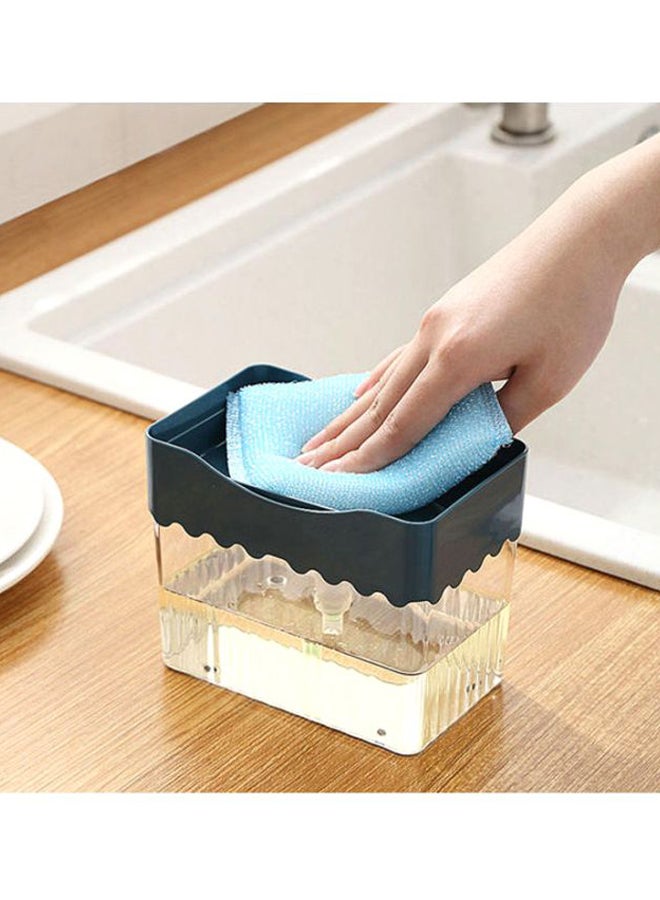 Soap Dispenser And Sponge Set Clear/Black/White 13.5x8.5x11cm  - Image 2