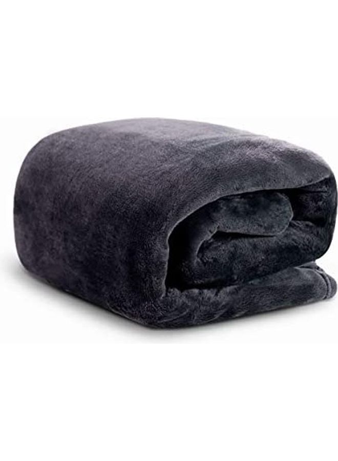 Flannel Fleece Throw Blanket cotton Dark Grey 12inch