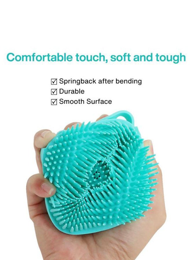 Silicone Shower Brush With Soap Dispenser Cyan - Image 4