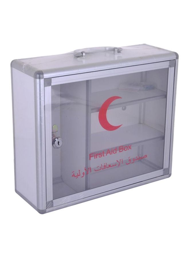 صندوق إسعافات أولية من الألومنيوم أبيض/شفاف/أحمر 30سم