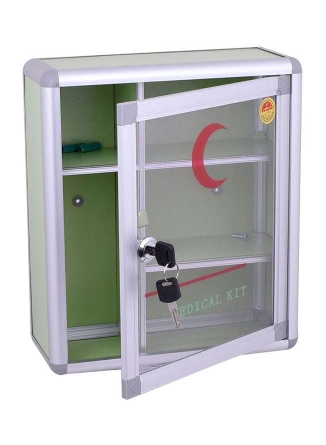 صندوق إسعافات أولية من الألومنيوم أبيض/شفاف/أخضر 30x26سم
