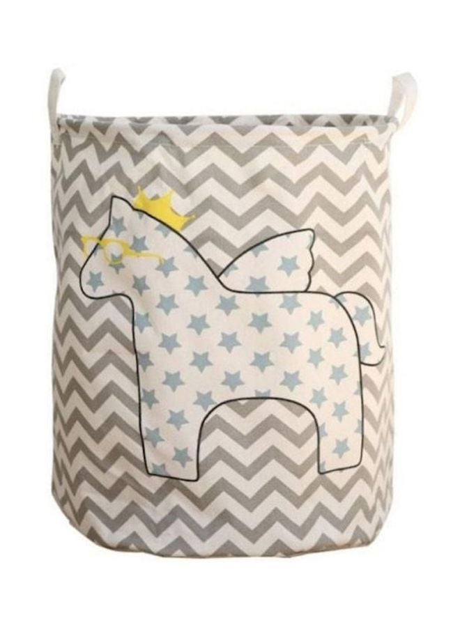 Printed Laundry Storage Basket Beige/Grey/Blue