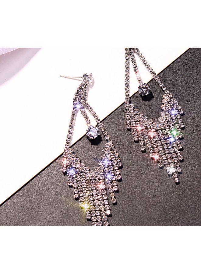 J&J 925 Silver Needle Earrings With Rhinestone  - Image 2
