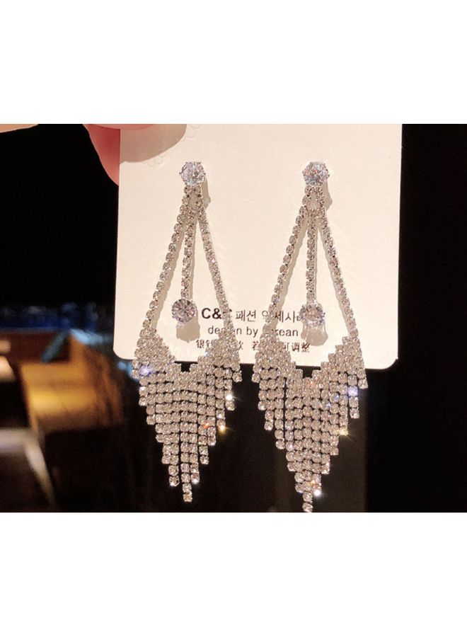 J&J 925 Silver Needle Earrings With Rhinestone  - Image 3