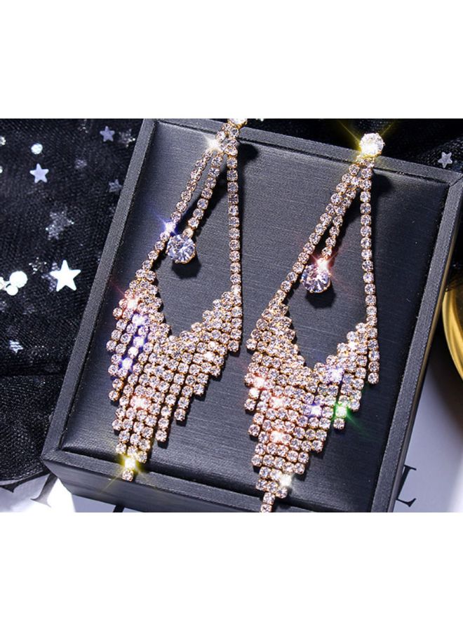 J&J 925 Silver Needle Earrings With Rhinestone  - Image 4