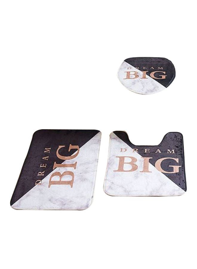 3-Piece Ditan Dream Big Printed Bathroom Mats Set White/Black/Beige One Size - Image 1