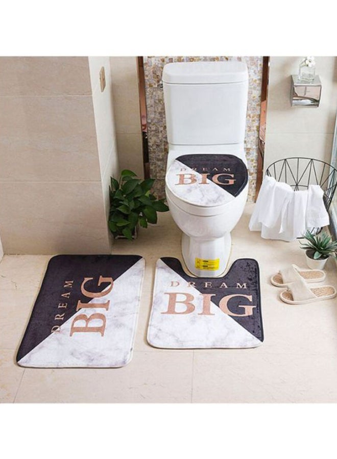 3-Piece Ditan Dream Big Printed Bathroom Mats Set White/Black/Beige One Size - Image 2
