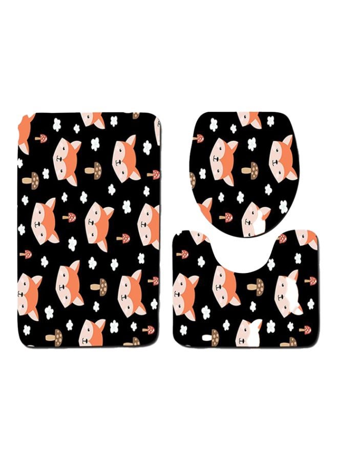 3-Piece Animal Bath Mat Set Black/Orange/White One Size